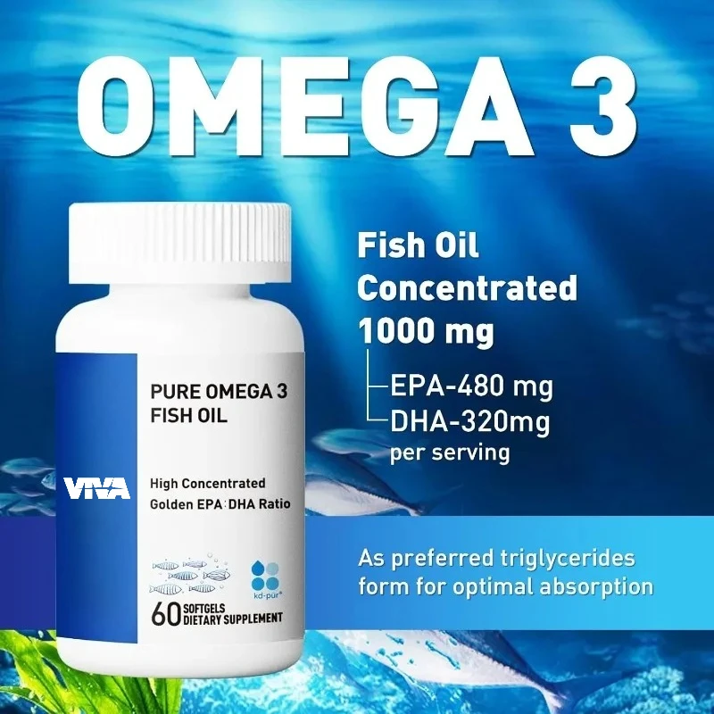 Omega 3 Fish Oil Concentrated Soft Capsules 1000mg, containing 480mg EPA and 320mg DHA, joint and eye health supplements - view 2