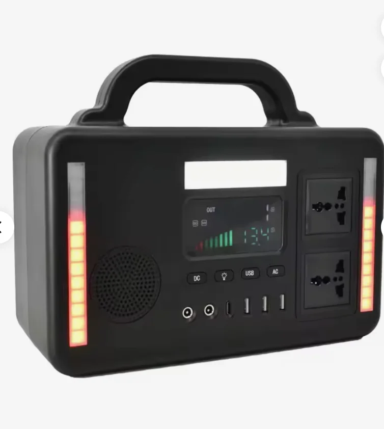 384Wh Portable Power Station Backup Battery Bluetooth Speaker Jump Starter & Pure Sine Wave Inverter For Home And Camping