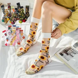 Girls Skirt Socks Japanese Korea Style Women Summer Creative Fruits Silk Trend Print Ultrathin Glass Jacquard Transparent So