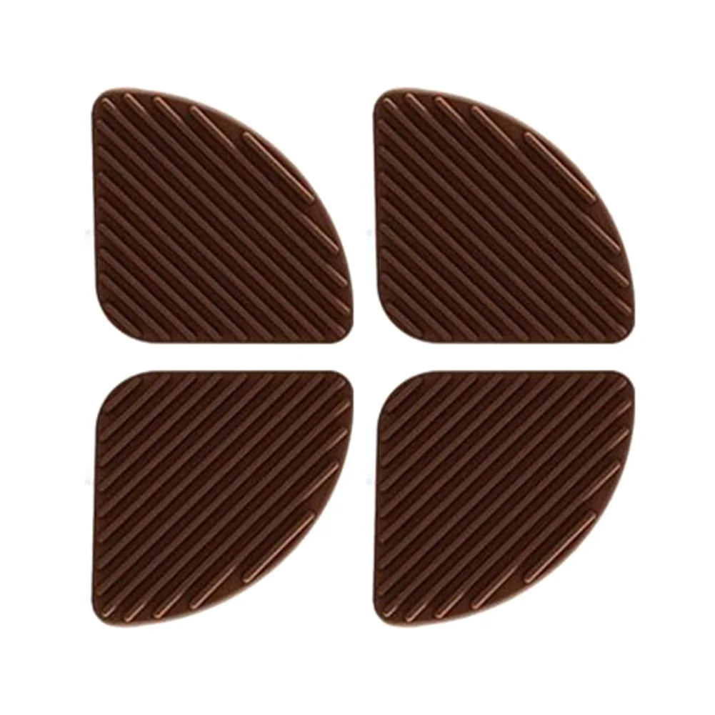 4pcs Brown Silicone Non-Slip Mats for Chopping Boards Shock Absorbing Base Ensures Board Stays Fixed While Cutting