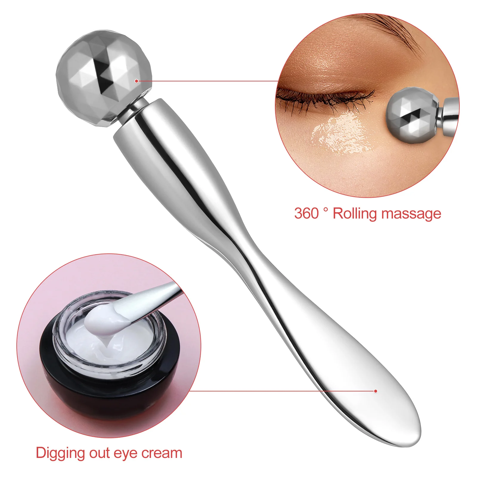 

1 шт., ложка для крема для глаз из цинкового сплава, маленький легкий массажный инструмент для снятия усталости глаз, устройство для ухода за кожей для удаления морщин
