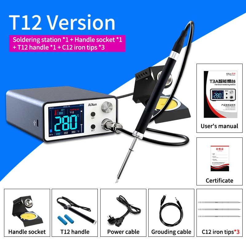 AIXUN T3A Intelligent Soldering Station Support T12/T245 Handle Soldering Iron Tips Electric Welding Iron Station