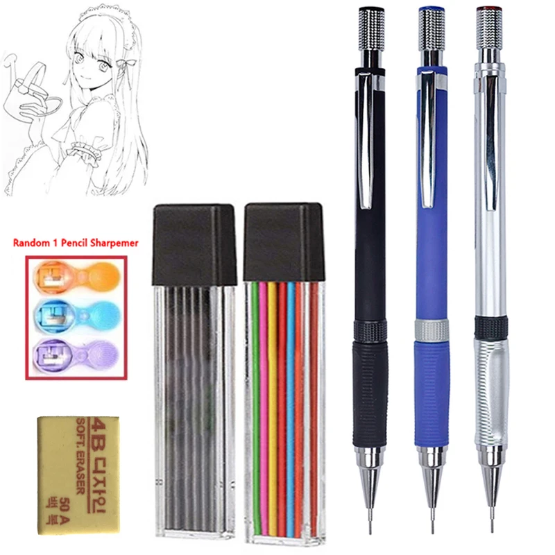 

Writing Student Office & School Supplies Pencil 2B Black/Color Lead Refill 2.0mm Mechanical Pencil Art Drawing Design Automatic