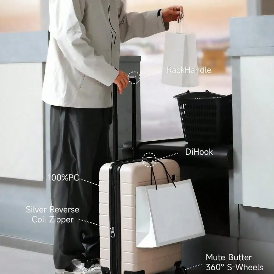 NEW 2026 Carry On Luggage 22x14x9 Airline Approved, HUP3 Accelerate Access With DiHook, Handy Pouch, 20 Inch Expandable Hard Suitcases With Spinner