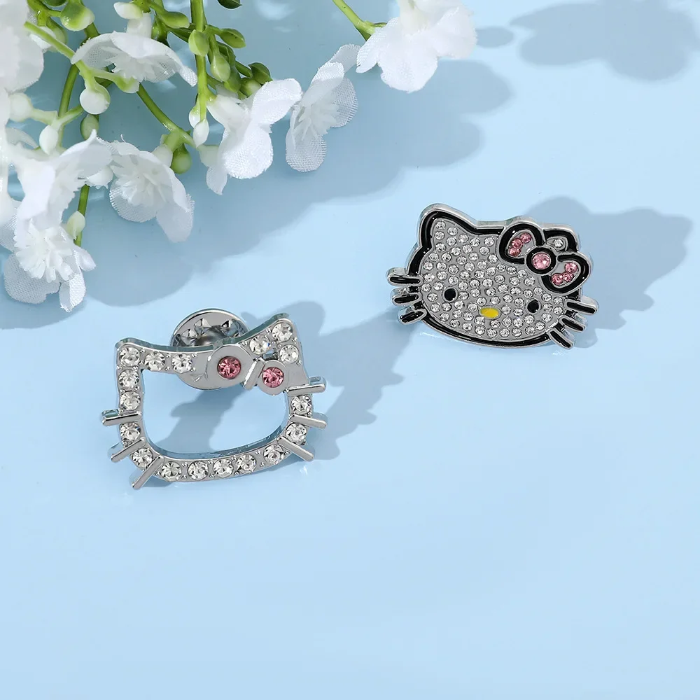 

2pcs Anime Peripheral Cartoon Hello Kitty Metal Badge Clothes Backpack Decoration Brooches Schoolgirl Accessory Festivals Gift