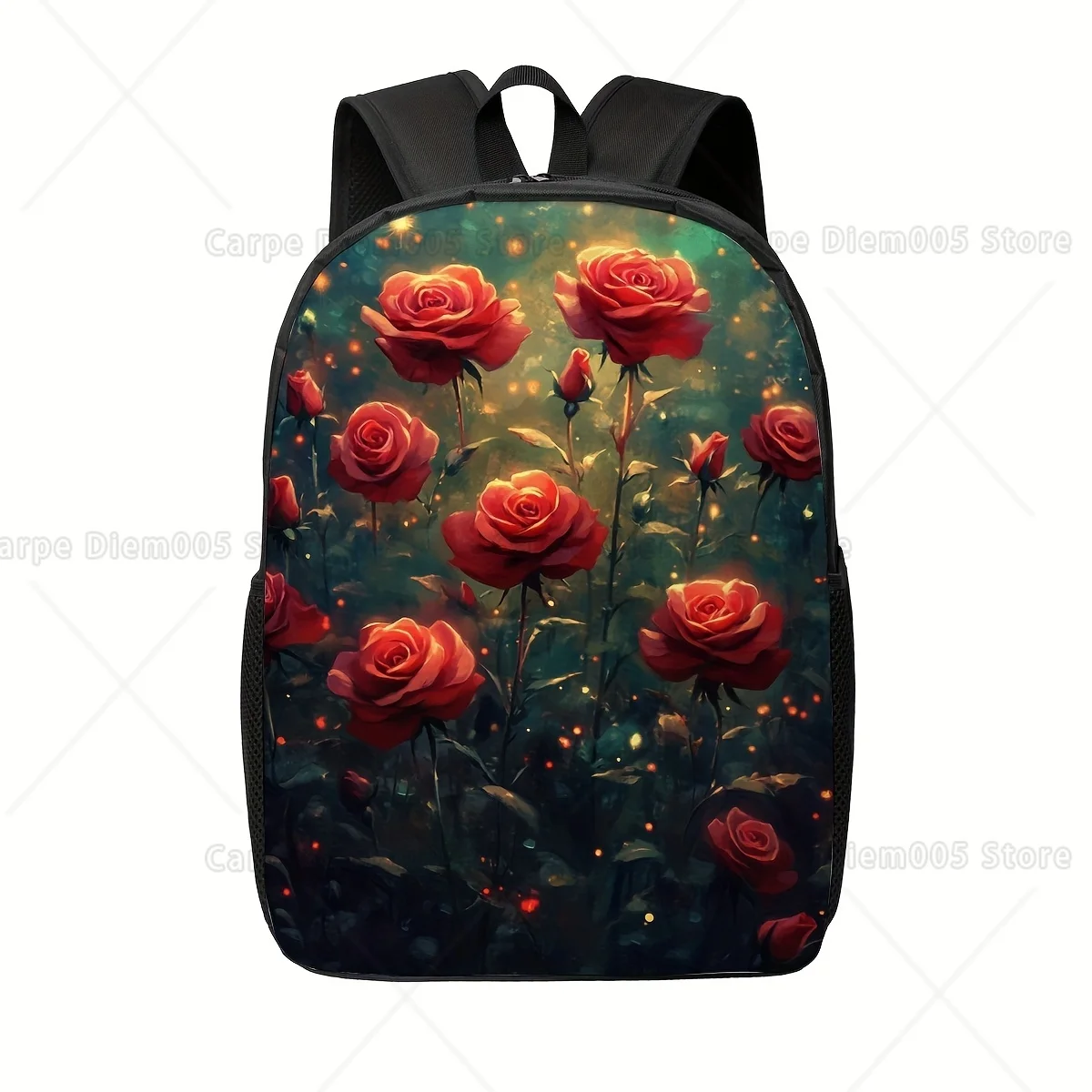 1pc Romantic Roses Garden Backpack for Adults - Large Capacity, Lightweight Comfortable, Secure Zipper Closure, Washable