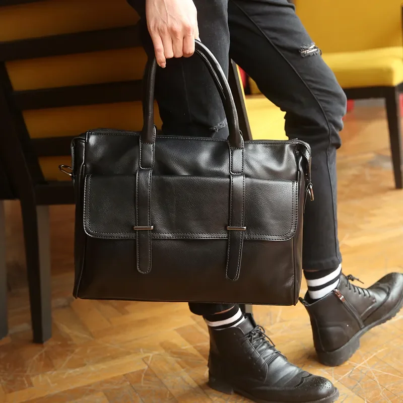 

Fashion Korean Brand Designer Men's Bag Handbag Leather British Shoulder Bag Male Business Laptop Bags