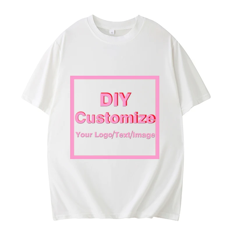 DIY Custom T-Shirt Fashion Casual Women\'s Men\'s T-Shirt Oversize DIY Custom Your Logo Printed Tops Short Sleeves Couple Gift