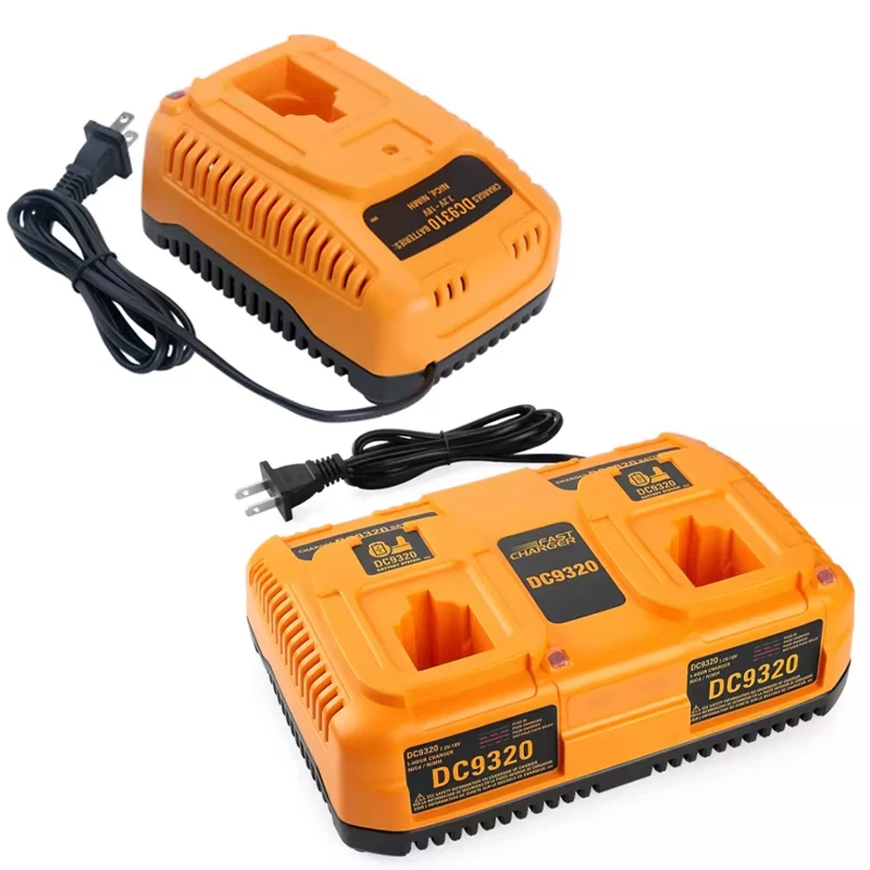 Cargador de batería DC9310 DC9320 para baterías Dewalt de 7.2V-18V, reemplazo para el cargador de batería Dewalt de 2 puertos NiCd y NiMh
