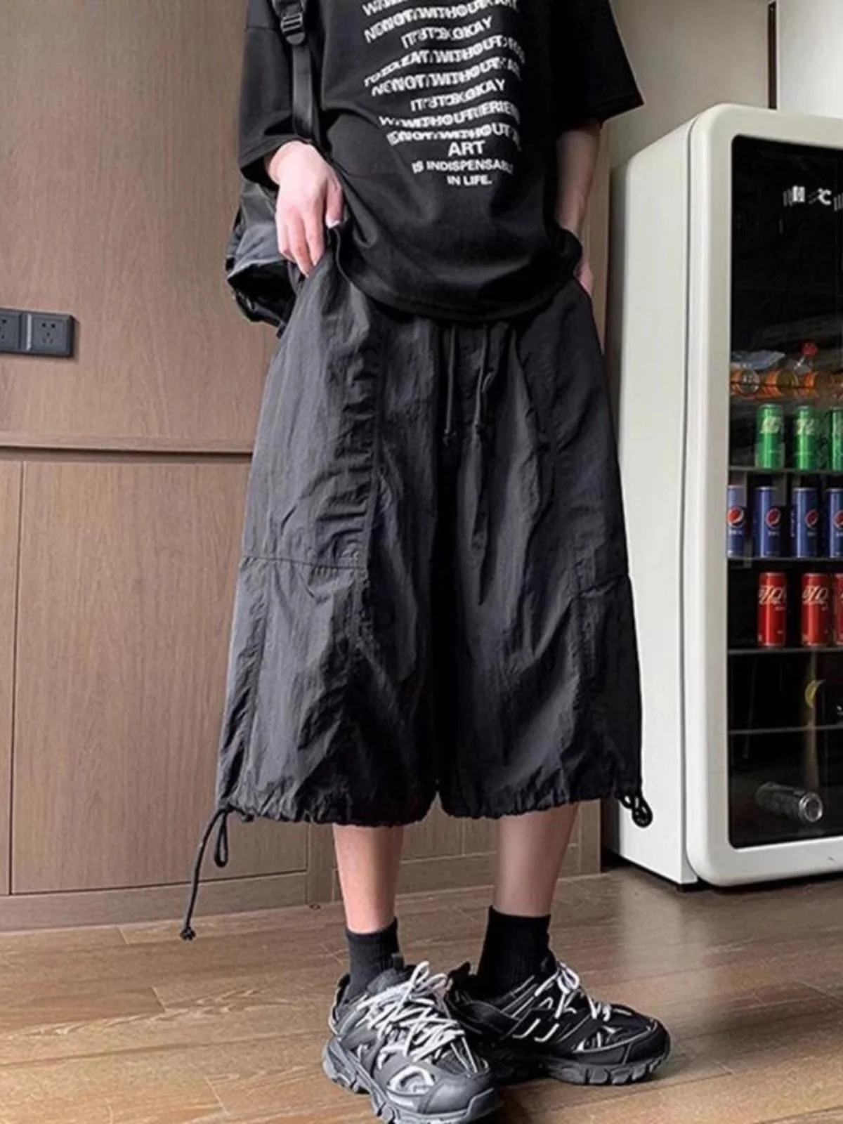 

plus Size 300 Pou American Casual Wide Leg Seven-Foot Pants Men's Summer Vintage Versatile Loose Workwear orts Ins