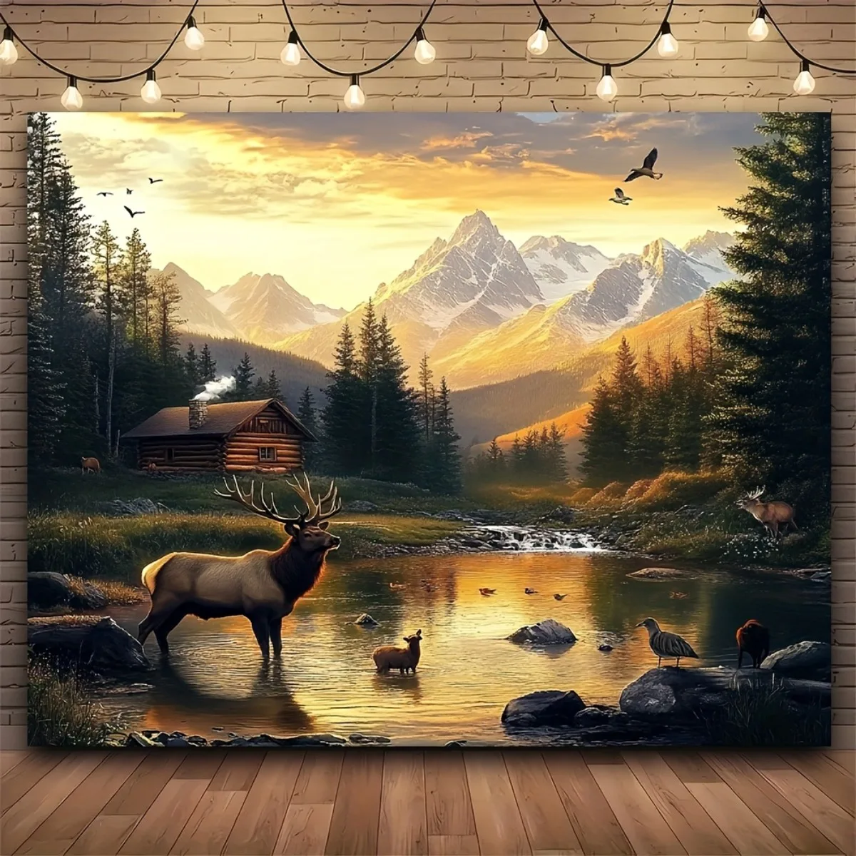 Rustic Mountain Landscape Tapestry 1
