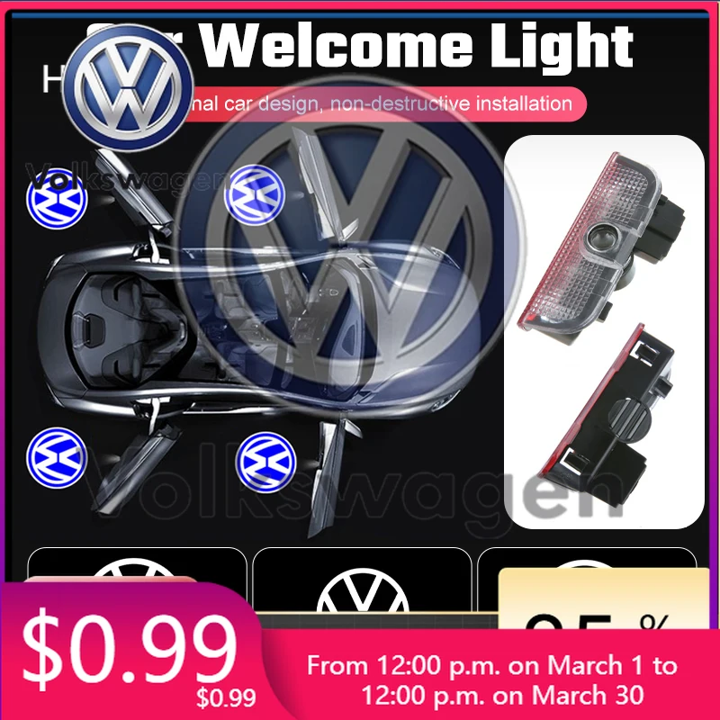 

Car Tools For VOLKSWAGEN VW LED Car Door Welcome Logo Projector Ghost Shadow Light For VW Volkswagen Tiguan MK1 MK2 Sagitar Pa