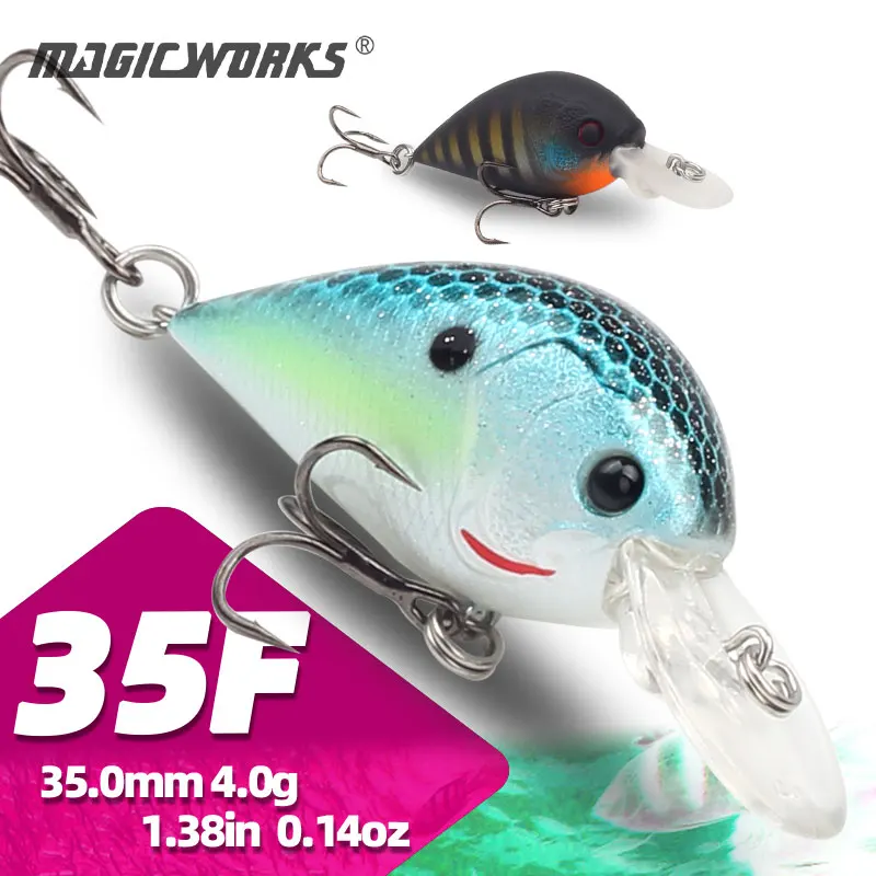 Magic Works Micro Crankbait 35mm MR 4.0g Bass Crankbait Floating Mini Hard Bait River Fishing Lures Artificial Lure Perch Baits