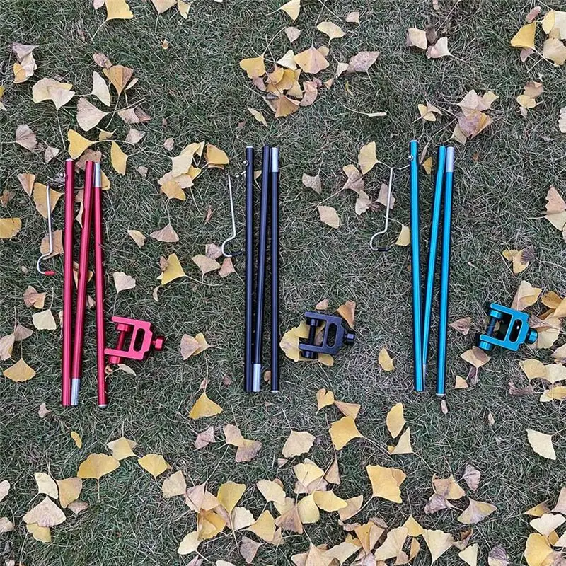 ABJV دعامة طاولة صغيرة للنزهات، دعامة مصباح للتخييم، دعامة متعددة الوظائف، دعامة خطاف لطاولة النزهة، لوازم خارجية (أحمر)