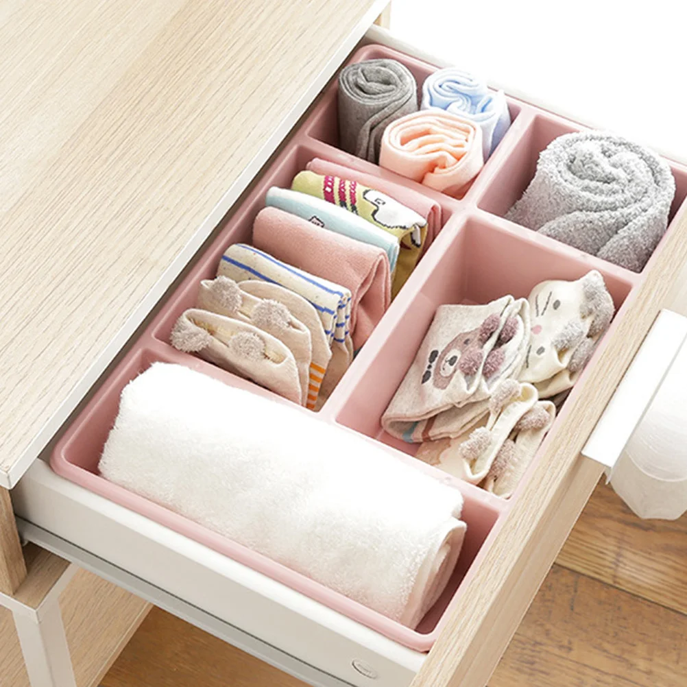 

Storage Box Stackable Drawer Organizer 5 Compartments Lightweight Lattice Box For Bedroom Home Use Small Closet