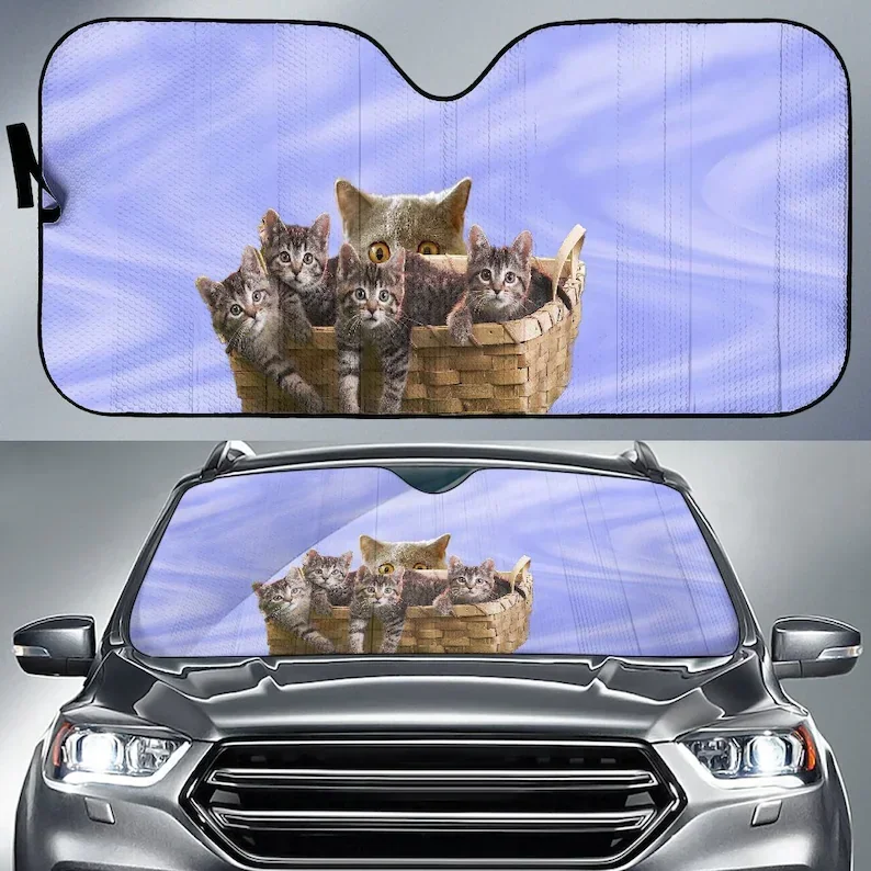 Parasol para parabrisas de coche, accesorios para automóvil, gatos divertidos