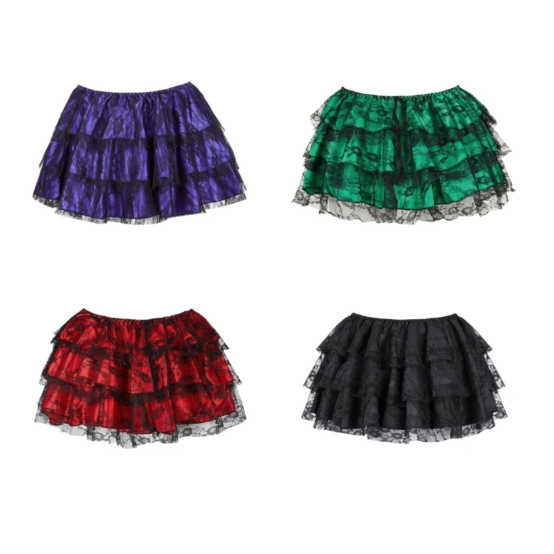 

Women's Steampunk Goth Victorians Mini Skirt Vintage Lace Ruffled Tiered Skirt Cosplays Costume Sexy Short Skirt Gifts