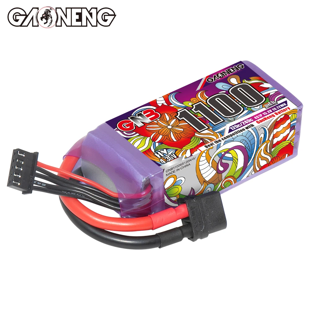 GAONENG 장거리 FPV 레이싱 드론 헬리콥터용 GNB HV LiPo 배터리, XT60 플러그 포함, 1100mAh 4S, 6S, 8S, 15.2V, 22.8V, 30.4V, 120C