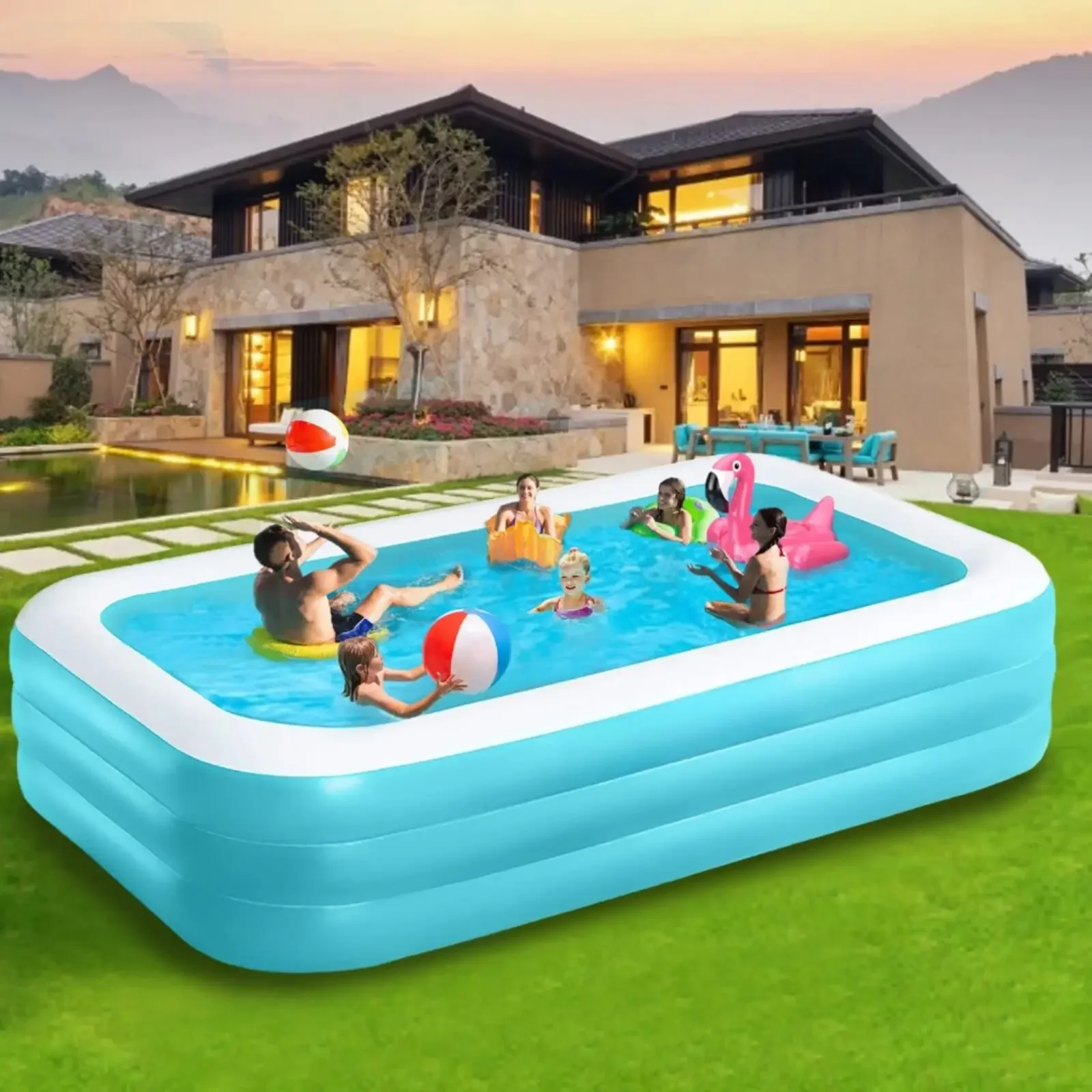 Hot Selling Large Family Swimming Pool Above Ground Garden Backyard Pool Rectangle Inflatable Swimming Pool For Kids