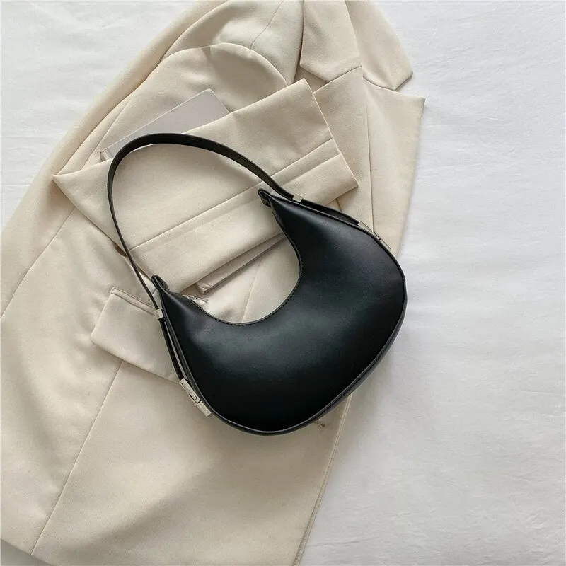 Underarm Bag New Tide Solid Color Casual Texture Fashion One Shoulder French Niche Crescent Shape