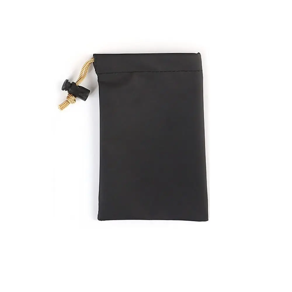 PU Leather Phone Storage bag Large Capacity with Draw String Power Bank Case Black Waterproof Headphone Case Pouch