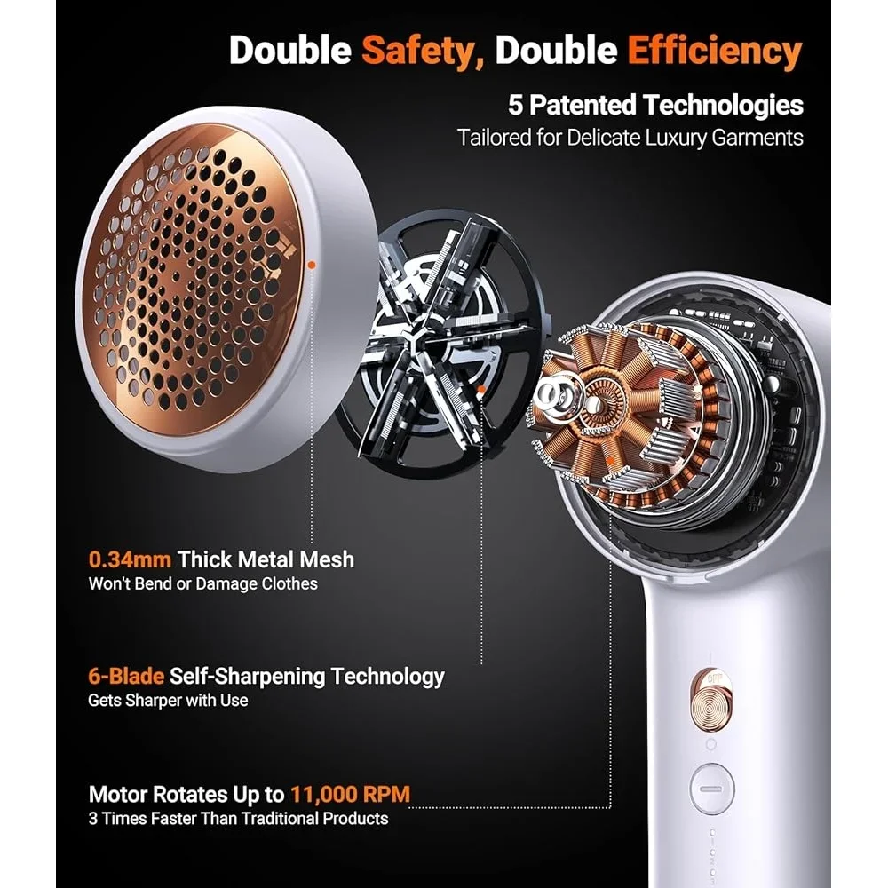 Rechargeable Electric Fabric Shaver Lint Remover 3-Speed Sweater Depiller Fuzz Pilling Cashmere Wool Coat Clothes Cleaner