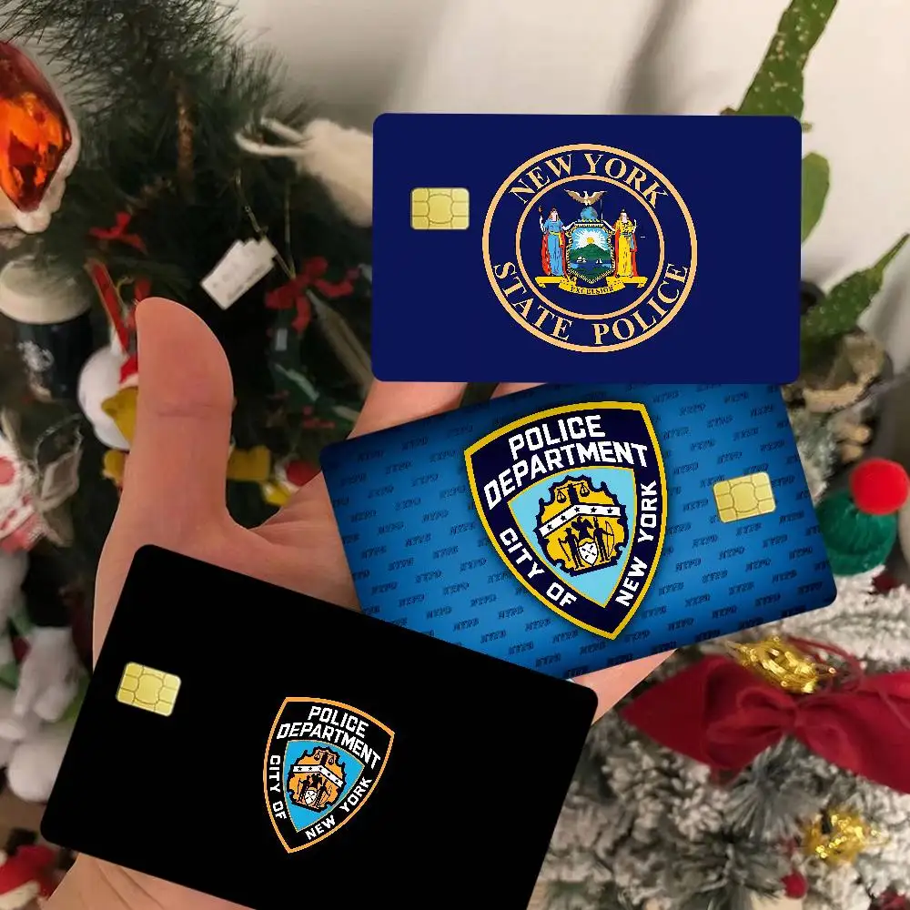 New York City P-PoliceS D-Department 2024 Anime Cartoon Skin Stickers Film Tape Case For Big Credit Debit Card Front Side
