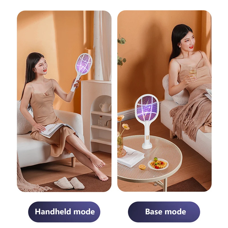 2-in-1 Rechargeable Mosquito Clap Multifunctional Stand Electronic Mosquito Clap With Violet Light Mosquito Trap Mode - Image 6