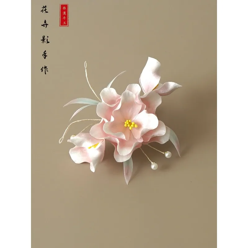 Handmade Intangible Heritage Velvet Flower Hair Clips Elegant Women Girls Hair Gift