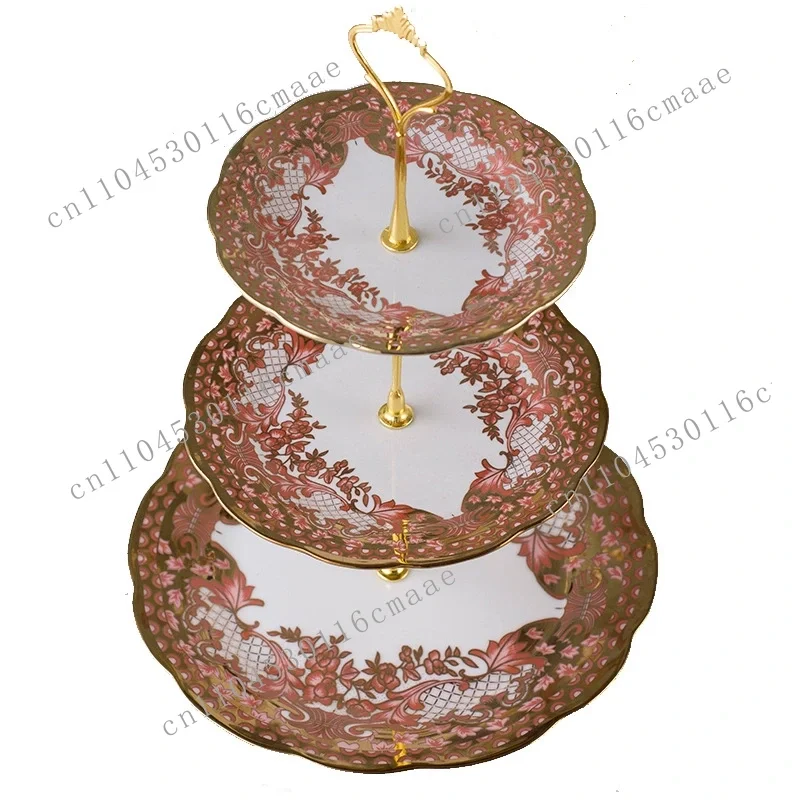 Decorative ceramic fruit plate three-layer dessert rack living room dessert cake plate cake rack candy plate