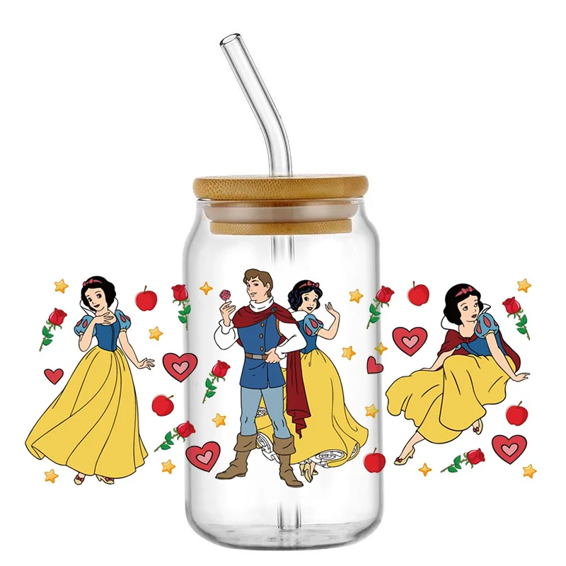 Miniso Snow White 16oz DTF Sticker Cups Cool Personalize UV Wrap Transfer Sticker Custom Labels DIY Logo Selfadhesive Princess