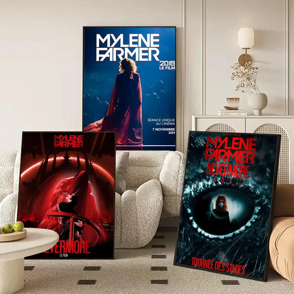 Singer M-Mylene F-Farmer Poster Waterproof Self-Stick Wall Art Stickers, Removable Wall Decor for Living Room and Bedroom