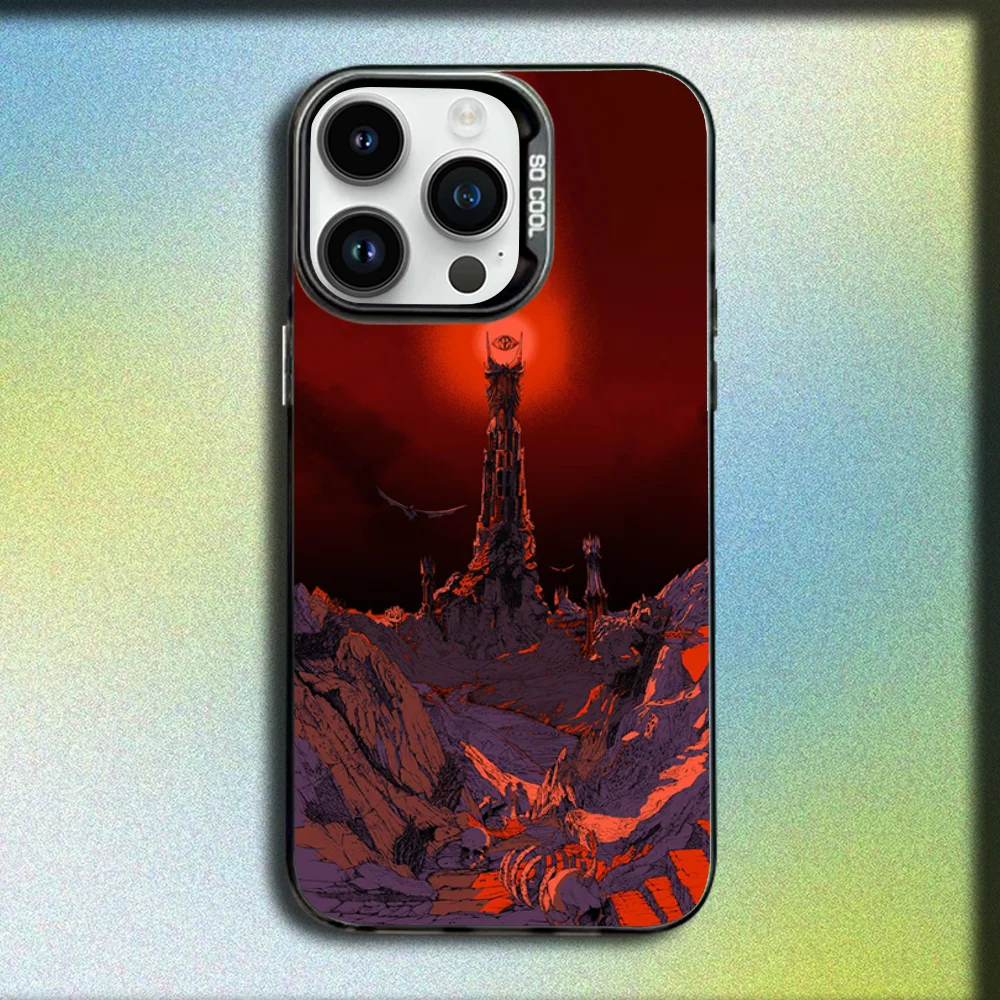 Casing Ponsel Peta Lord Of The R-ring untuk iPhone 16,15,14,13,12,11,Mini,Pro,SE,MAX Sampul Hitam Silikon Matte Abu-abu