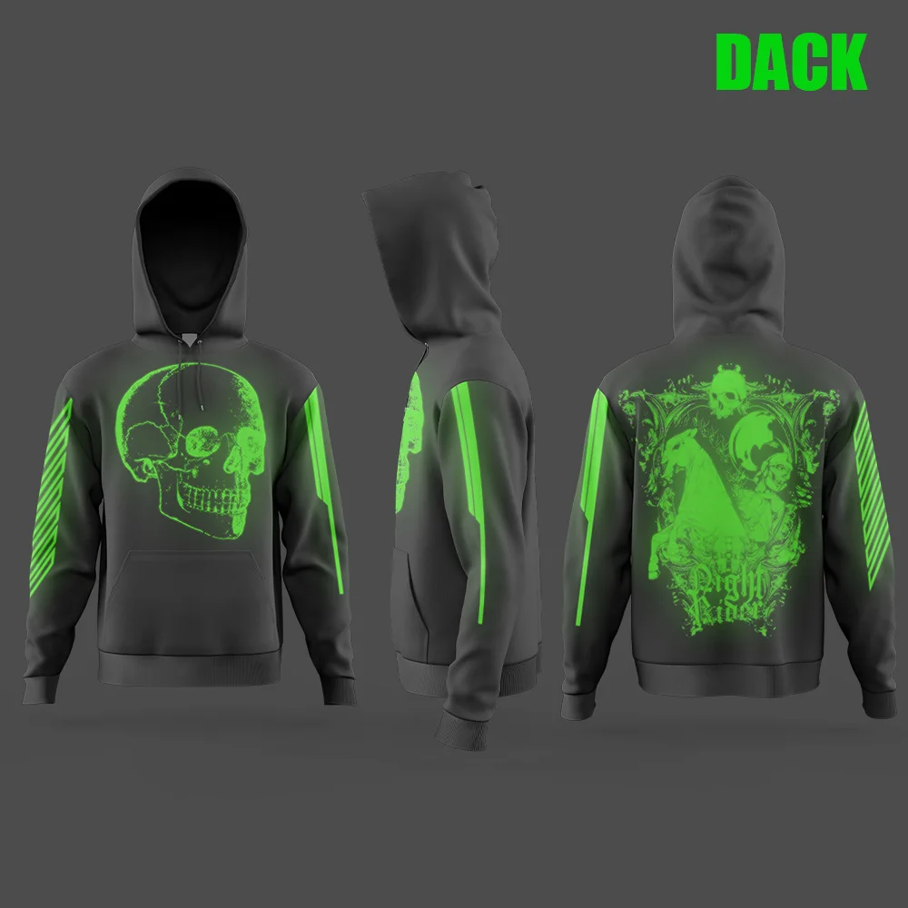 

Men's hoodie loose autumn and winter long-sleeved hoodie men's fashion casual coat Skeleton Glow in the dark printed top men