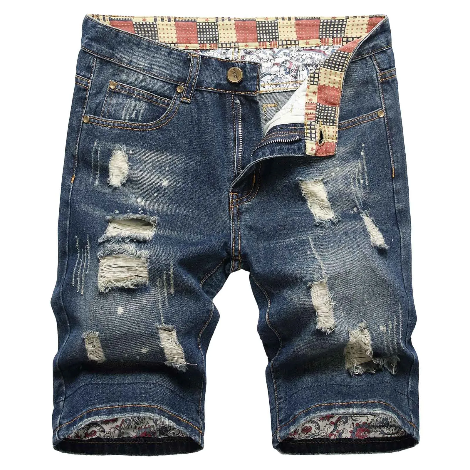 

Korean Popular Clothes Y2k Old Wash Baggy Loss Jeans Man 2000s Casual Gothic Wide Buggy Jeans Mid Length Riped Denim Shorts
