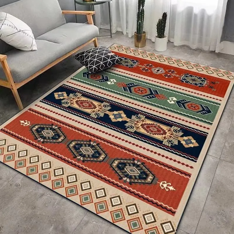 

Moroccan Ethnic Style Crystal Velvet Floor Mats for Living Room, Bedroom, Coffee Table, Sofa, Large Carpet and Home Decor