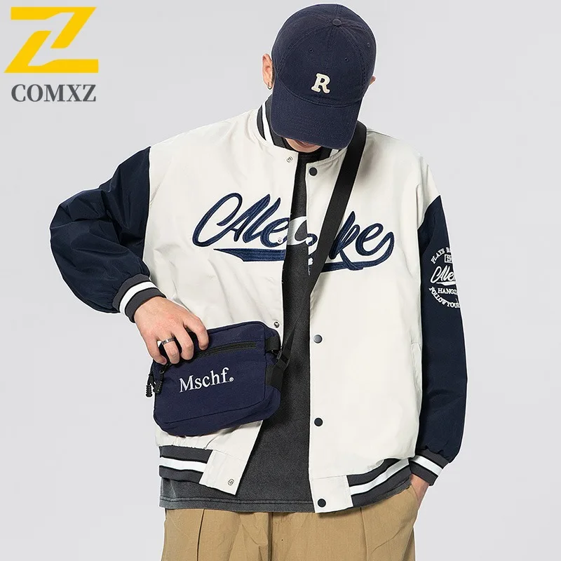 

COMXZ 2025 Spring Autumn Japanese Hong Kong Style Jacket Couple Casual Versatile Loose Fashion Coat Baseball Jacket Men