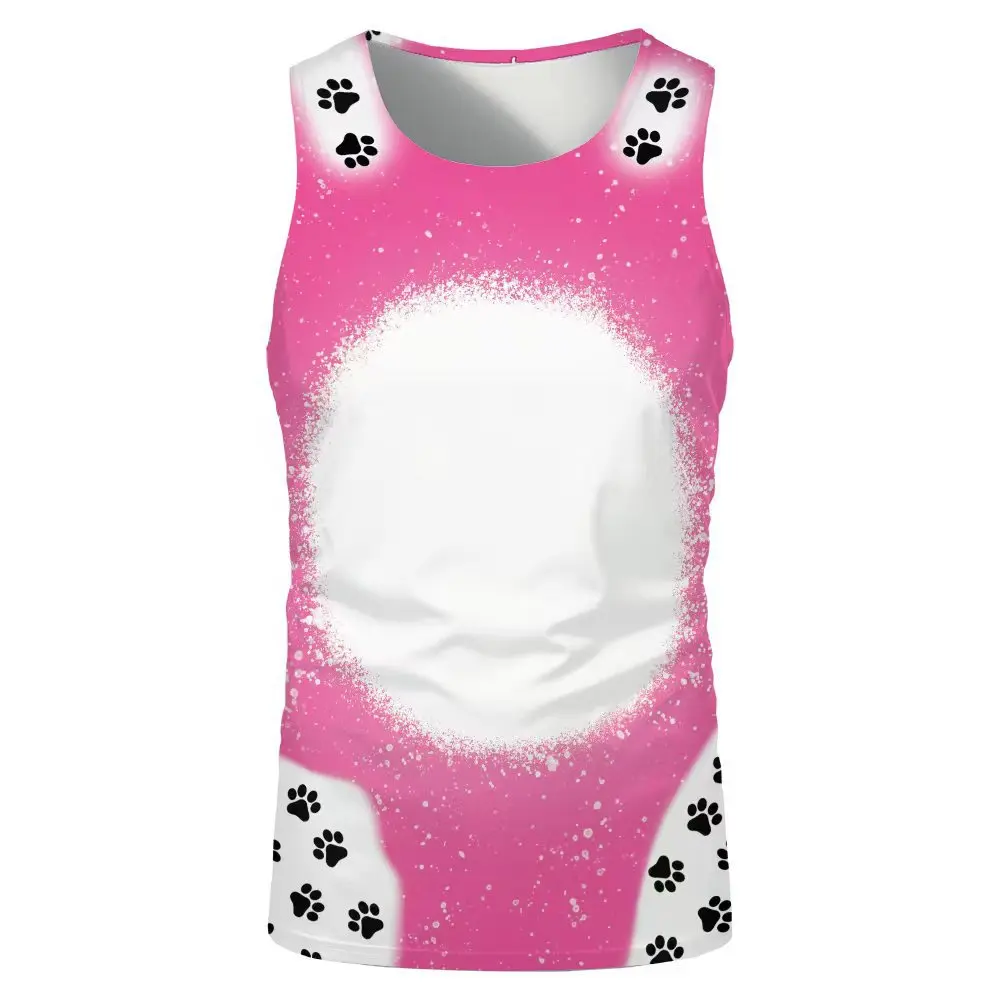 Sublimation Blank Tee Tops Vest Gyms Cothing Sleeveless Shirt Casual O-neck Tank Tops  For Custom Logo Photo Printing