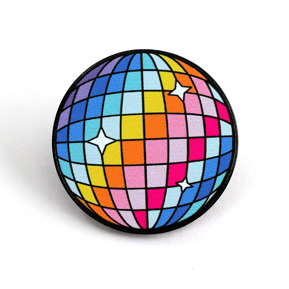 Enamel Pins Rainbow Disco Ball Metal Brooches Geometric Colored Metal Women's Brooches Men Lapel Pins Badge on Backpack Costume