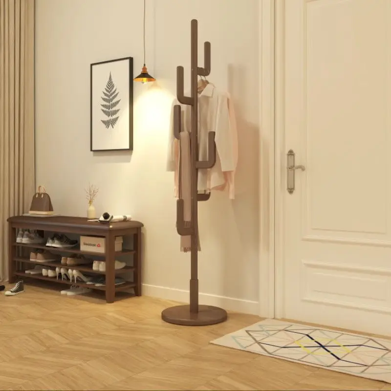 

Solid Wood Floor-Standing Coat Rack, Upright Clothes Hanger Organizer for Bedroom/Home Use - Simple Clothing Storage Solution