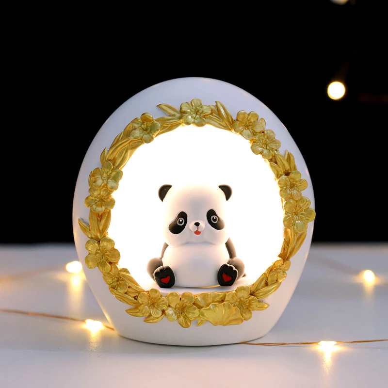 Cartoon Night Light LED Cute Panda Lamp Baby Children Lamp Bedroom LED Bedside Light Nightlight Decoration Lighting With Battery