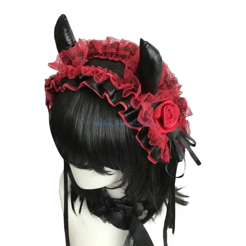 97QE Gothic Lace Hairband Gothic เครื่องแต่งกายอุปกรณ์เสริมสำหรับผู้หญิงฮาโลวีนคอสเพลย์เทศกาลดนตรี