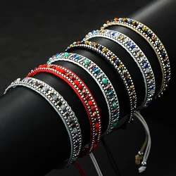 Noter New Bohemia Cord Chain Bracelet For Women Handmade Weaven Adjustable Ethnic Braslet Acrylic Beads Braclet Beach Jewelry