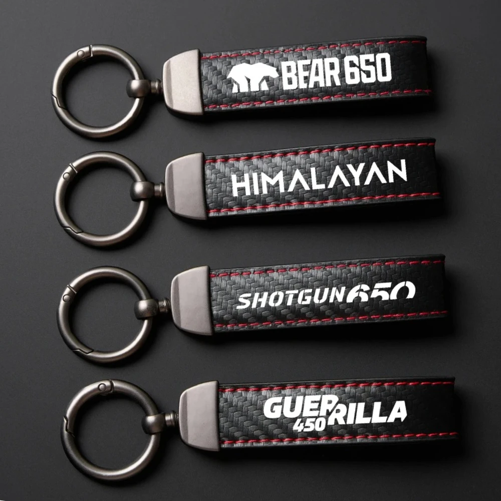 Nuevo llavero clásico para motocicleta, llavero con logotipo de fibra de carbono para Royal Enfield Bear 650 Shotgun 650 Guerrilla 450 Himalayan