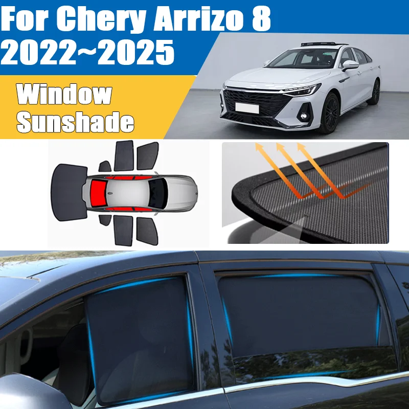 

For Chery Arrizo 8 2022~2025 Windshield Window Visor Heat Insulation Mesh Sunshade UV Protection Sun Shade Curtain Accessories