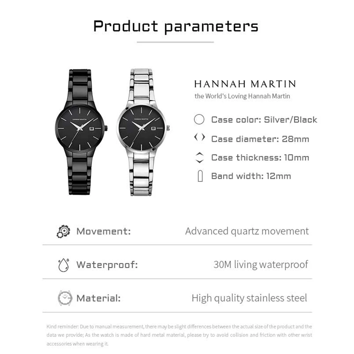 Hannah Martin Women Watches Ladies Trends Stainless Steel Boutique Women Top Watches Female Clock Relogio Feminino Montre Femme