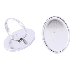 onwear 10pcs stainless steel fit 18x25mm oval cabochon adjustable ring base settings diy blank rings bezel for jewelry making