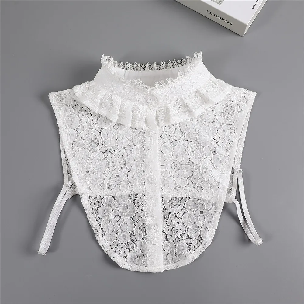 

Embroidery False Collars Cotton Adjustable Detachable Women Fake Collars Blouse Top Half Shirt Decoration Clothes Accessories