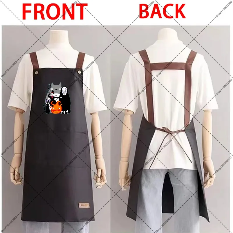 Totoro Unisex Apron Cartoon Character Pattern Print Pinafore Watertight Oil-resistant Kitchen Supplies Clean Utensils Party Gift