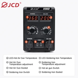 JCD-750W 8586D-Schweißstation, 2 in 1, Heißluftpistole, LCD, Doppel-Digital-Display, Elektroschweißeisen, SMD, Schweißen, Nacharbeiten 12 Hauptverkaufs -Eisenschweißen 750W - №5